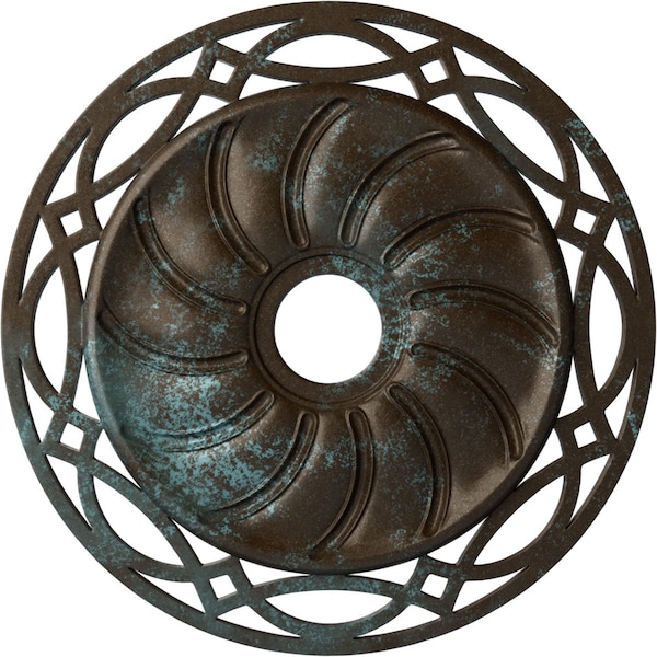 Ekena Millwork Loera Ceiling Medallion (Canopies up to 6 1/4"), 26 5/8"OD x 4 1/2"ID x 1 3/8"P, Bronze Blue Patina CM26LOBBS - main